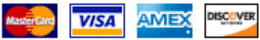We accept Visa, Master Card, Discover, and American Express